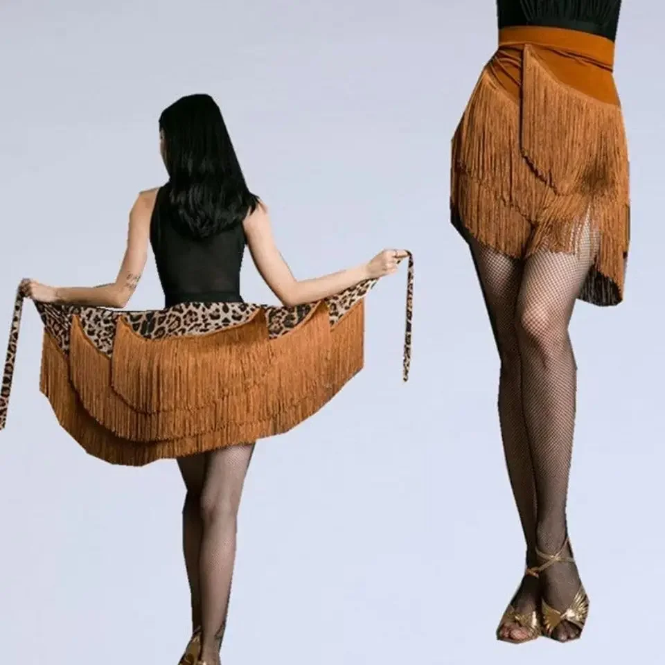 Printed Wrap Skirt - Latin Dance Skirt Leopard Print for