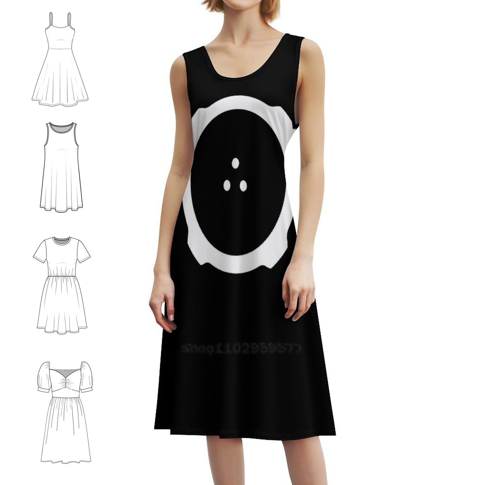 Smocked Dress Women - Ghost In The Shell Minimal Design