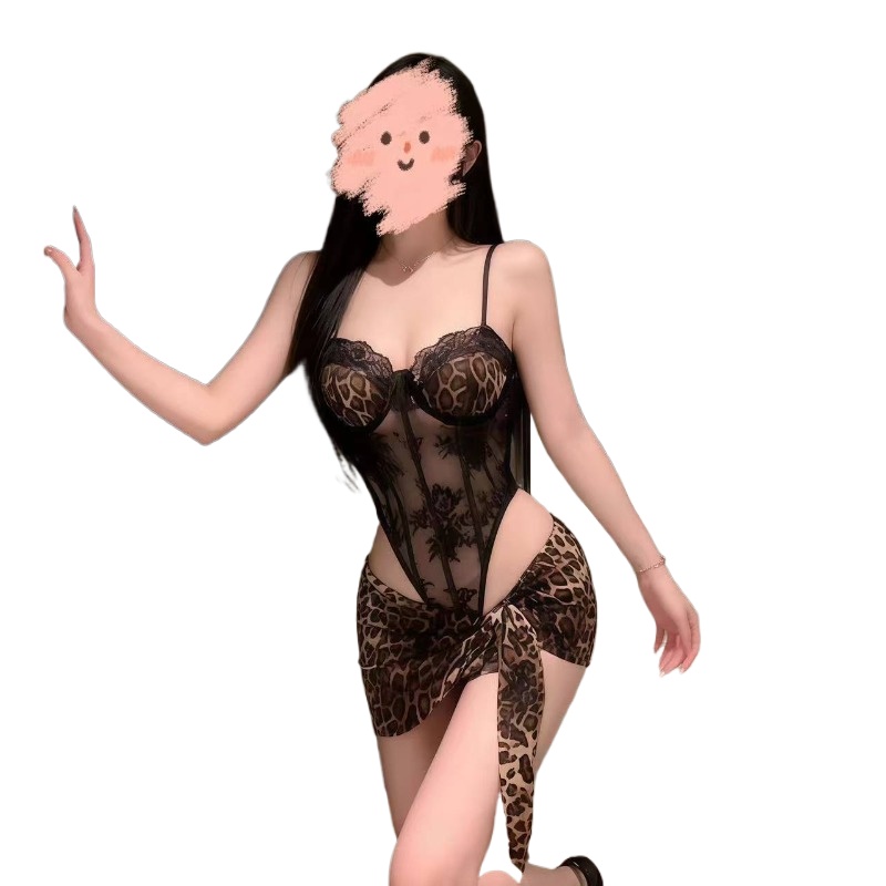 Printed Wrap Skirt - Bar Girl Sexy Leopard Print Lace