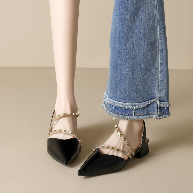 Women Studded Pointed Toe Slin - Women Fashion Simple review and price