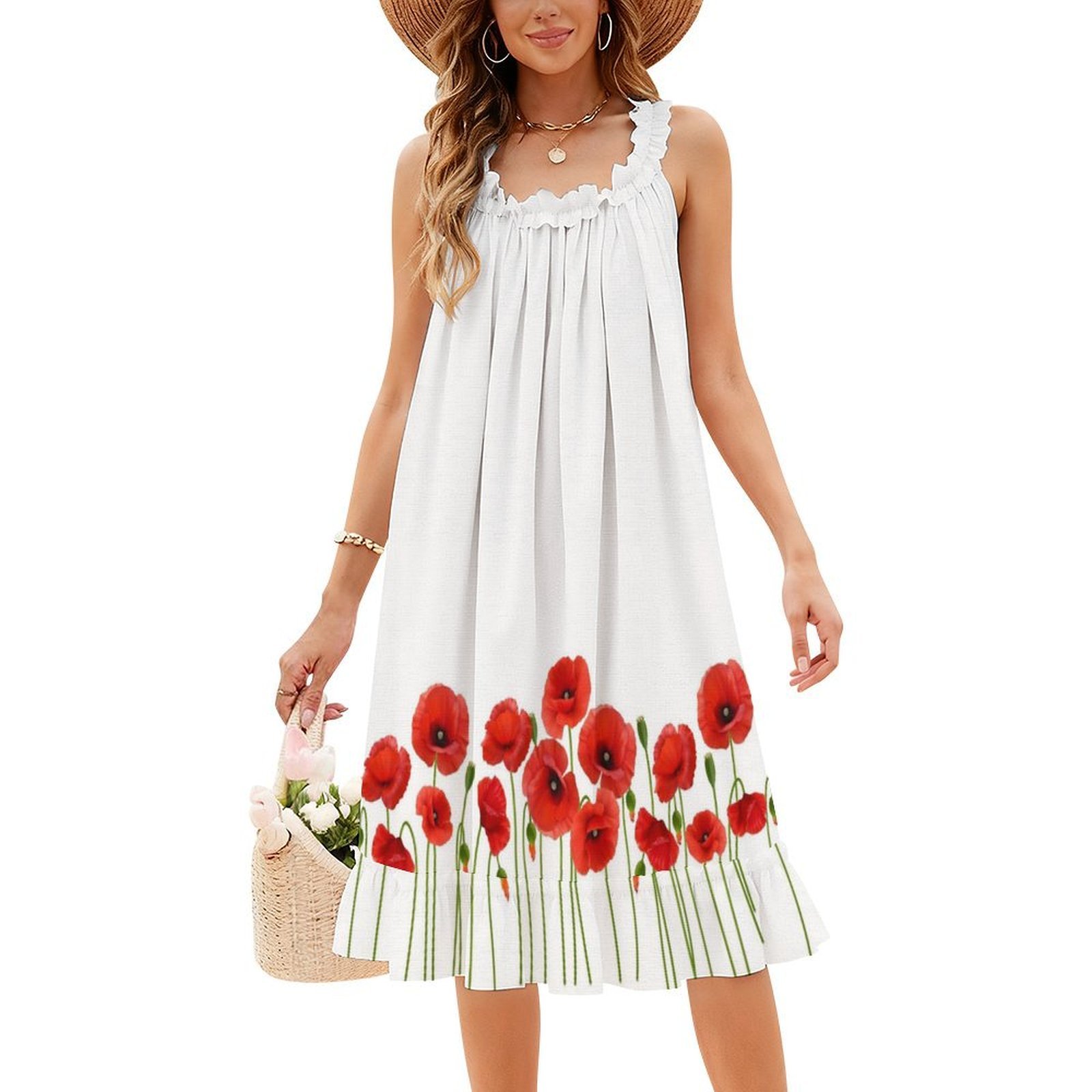 Poppies Floral Smock Dress For - Smocked Dress Women review and price