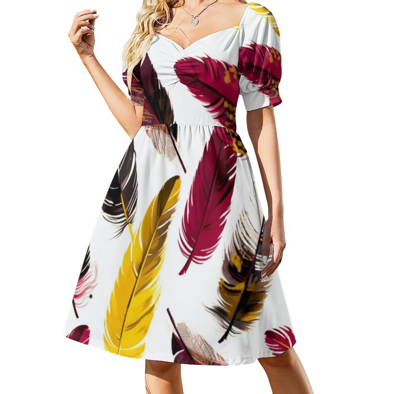 Feathers-Pink Ivory Gold Black - Smocked Dress Women review and price