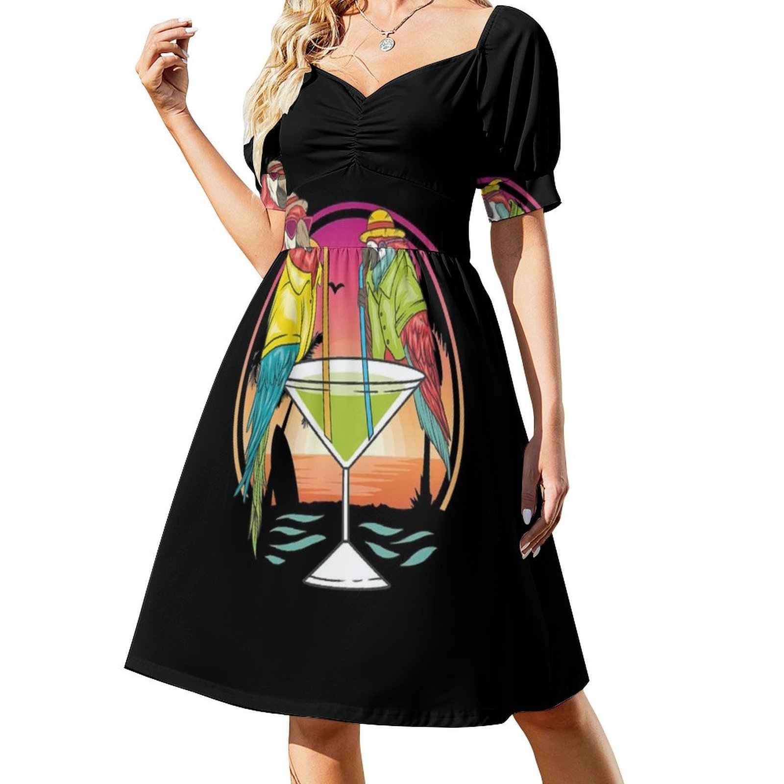 Parrots Drinking Margarita On  - Smocked Dress Women review and price