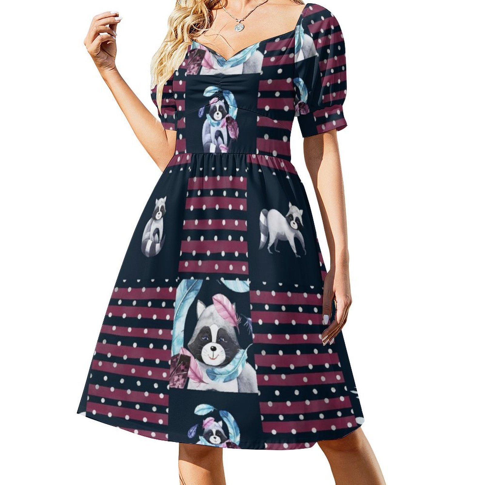 Raccoons Floral Feather Floral - Smocked Dress Women review and price