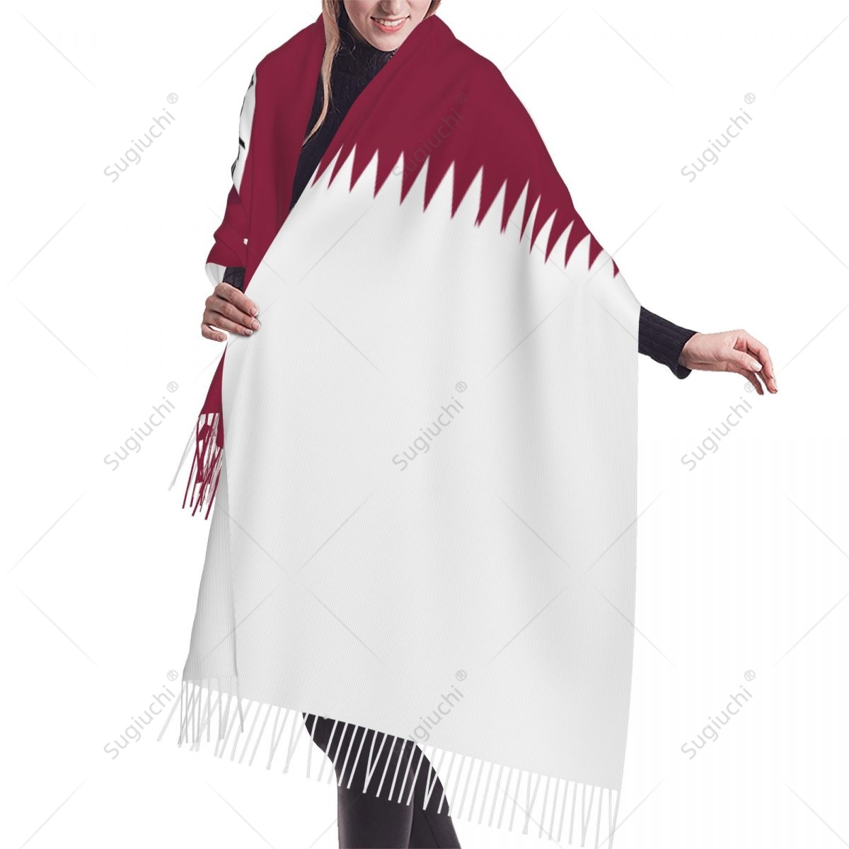 Qatar Emblem Flag Scarf Pashmi - Women Fashion Qatar review and price