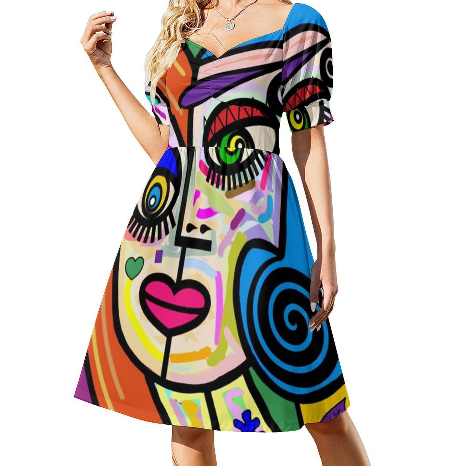 Funky Ladies Abstract Face No  - Smocked Dress Women review and price