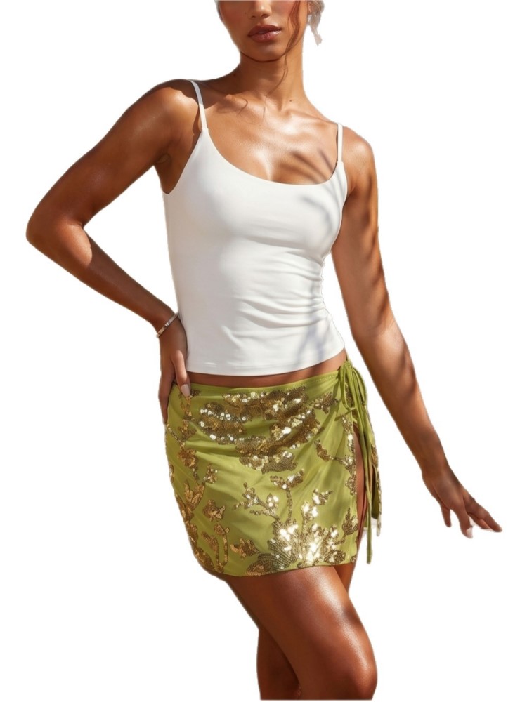 Womens Sequins Dance Beach Ski - Printed Wrap Skirt review and price
